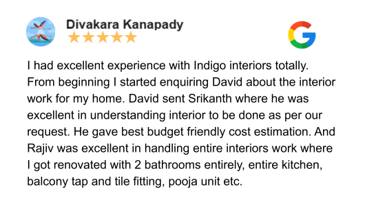 Indigo Interiors Google Review